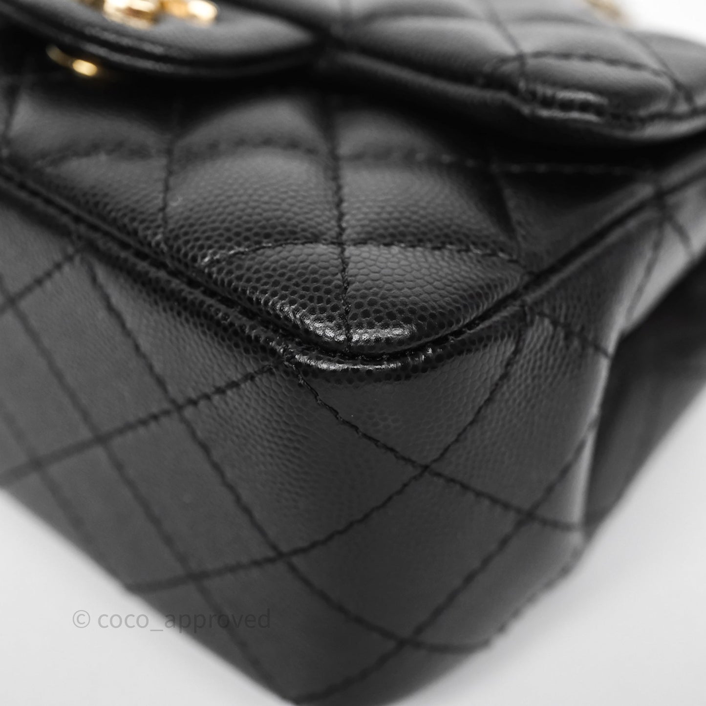 Chanel Mini Square Black Caviar Gold Hardware
