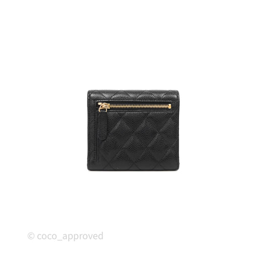 Chanel Classic Short Flap Wallet Black Caviar Gold Hardware