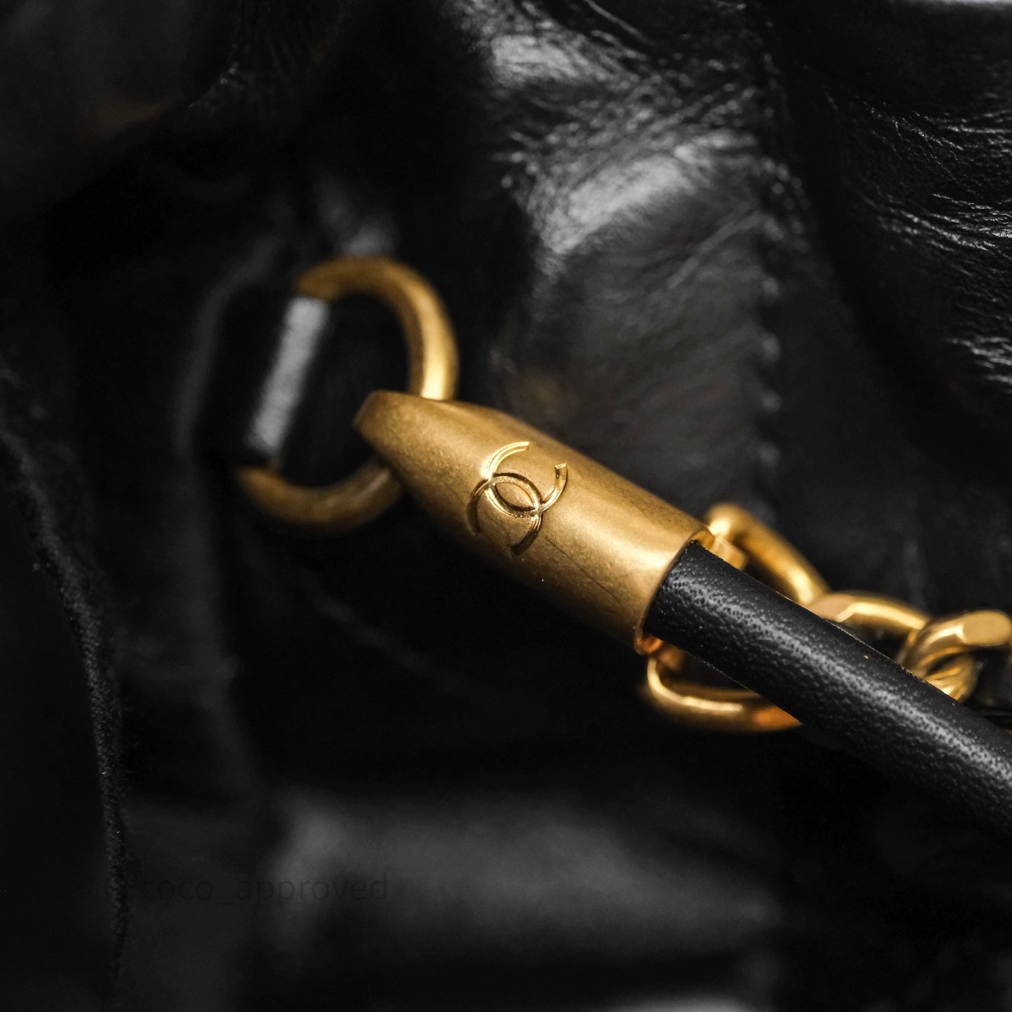 Chanel 22 Mini Bag Black Crumpled Calfskin Aged Gold Hardware