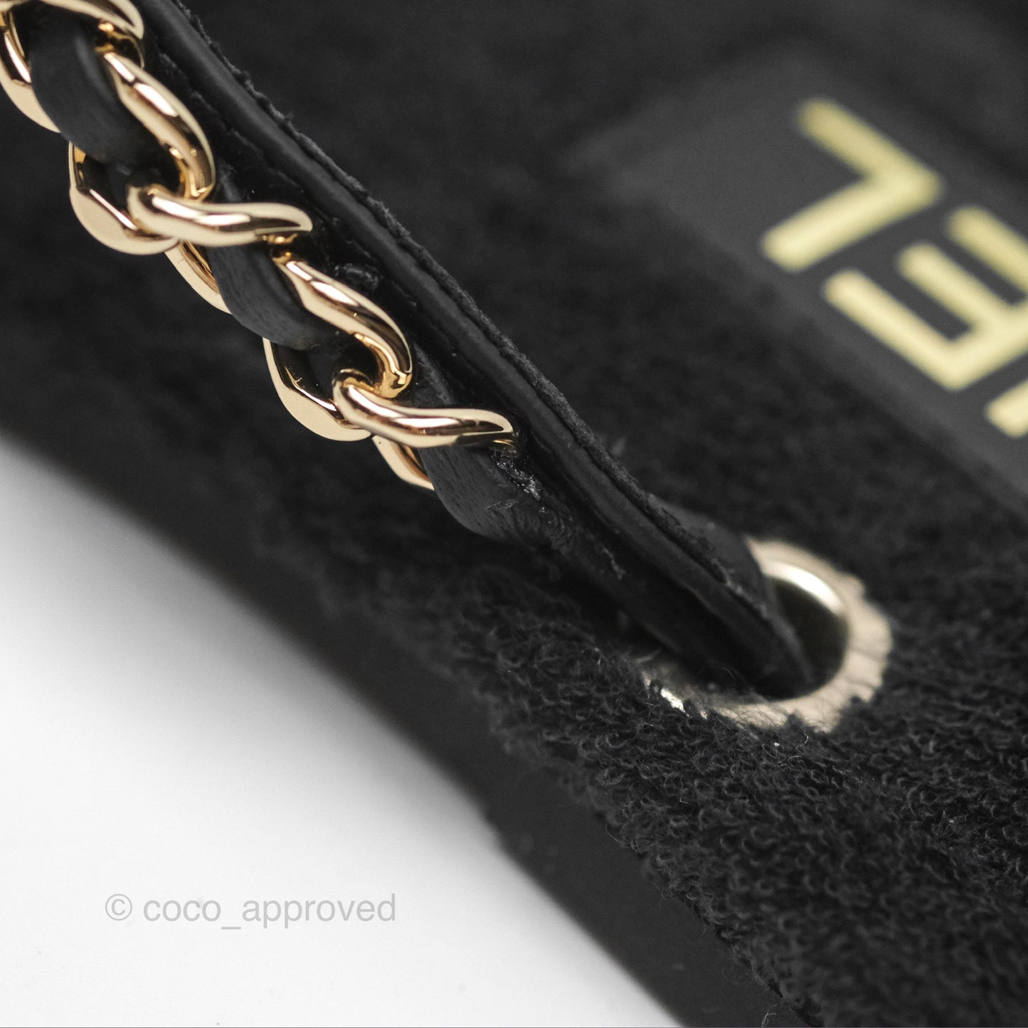 Chanel Chain Terry Slide Thong Sandals Black Size 39