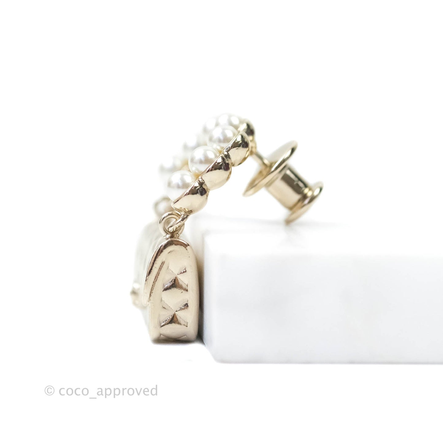 Chanel Flap Bag Pearl Brooch Gold Tone 21S