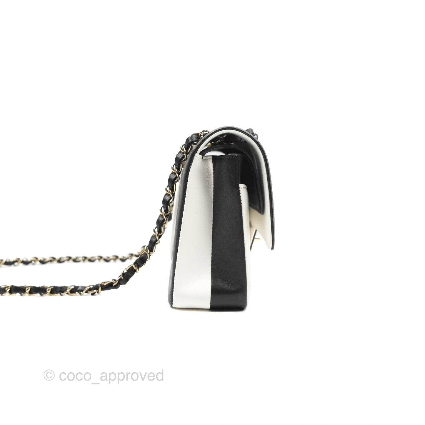 Chanel Medium Flap Black & White Lambskin Gold Hardware