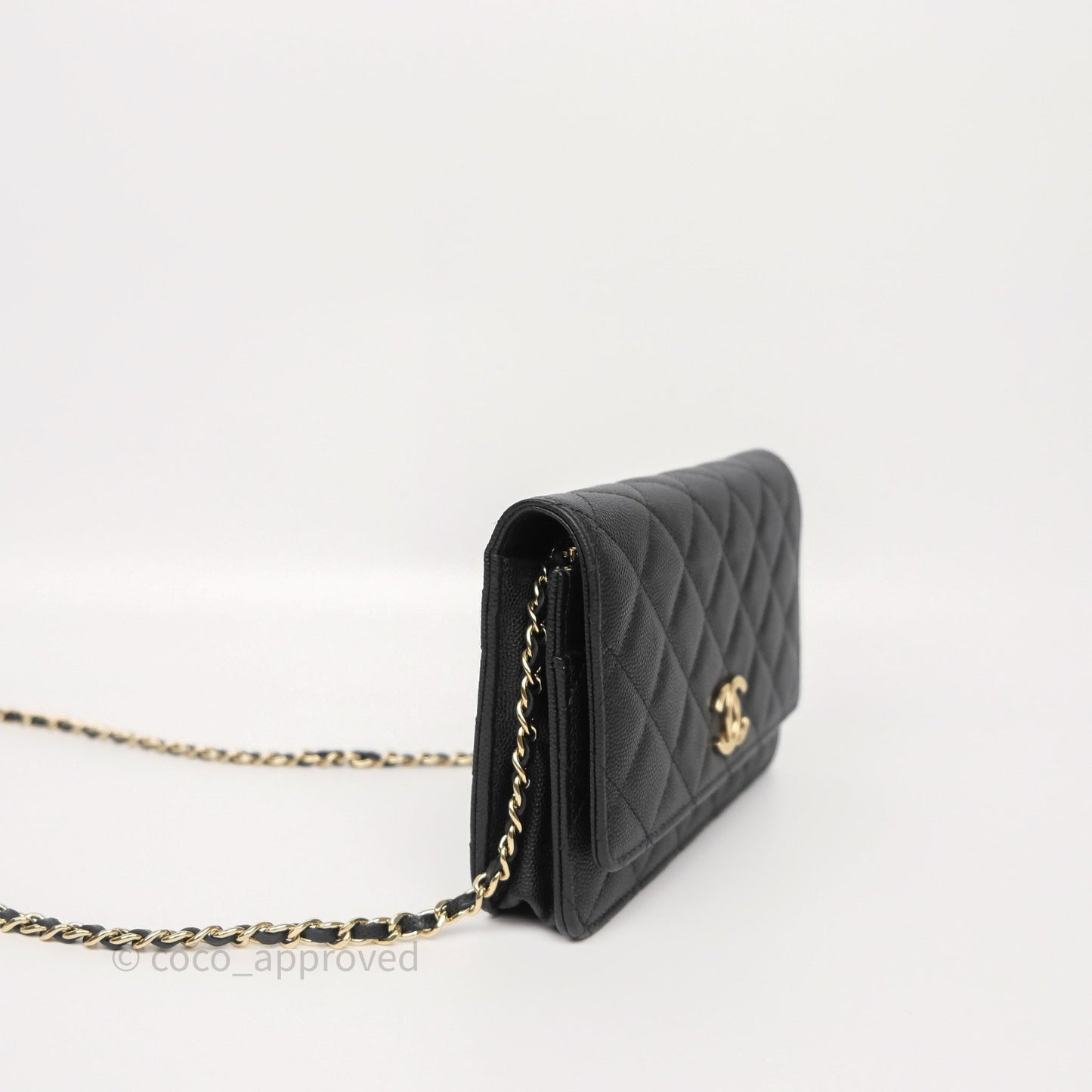Chanel Wallet On Chain WOC Black Caviar Gold Hardware 23C