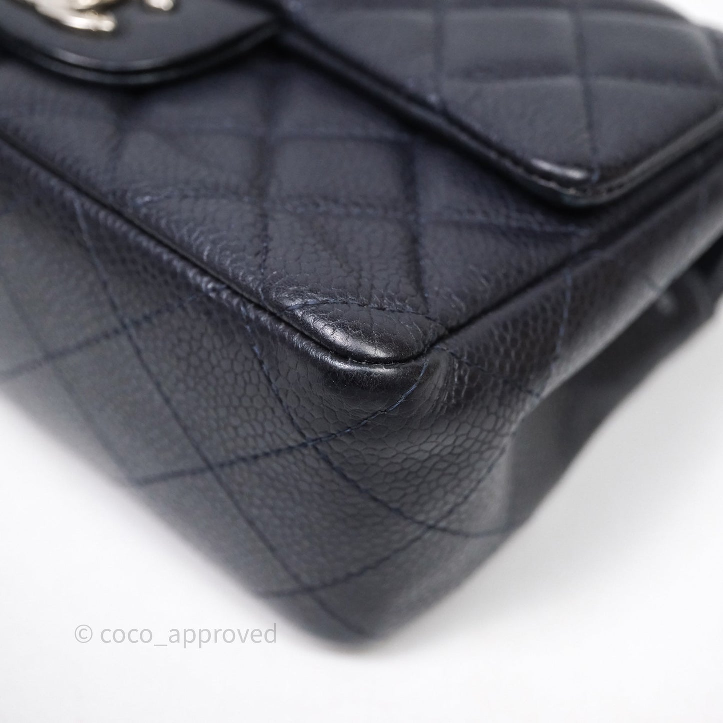 Chanel Mini Rectangular Quilted Dark Navy Caviar Silver Hardware
