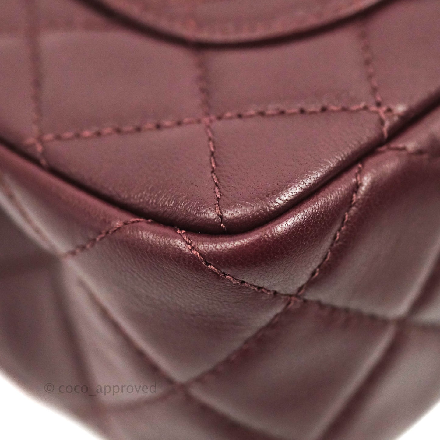 Chanel Mini Rectangular Pearl Crush Quilted Maroon Red Lambskin Gold Hardware