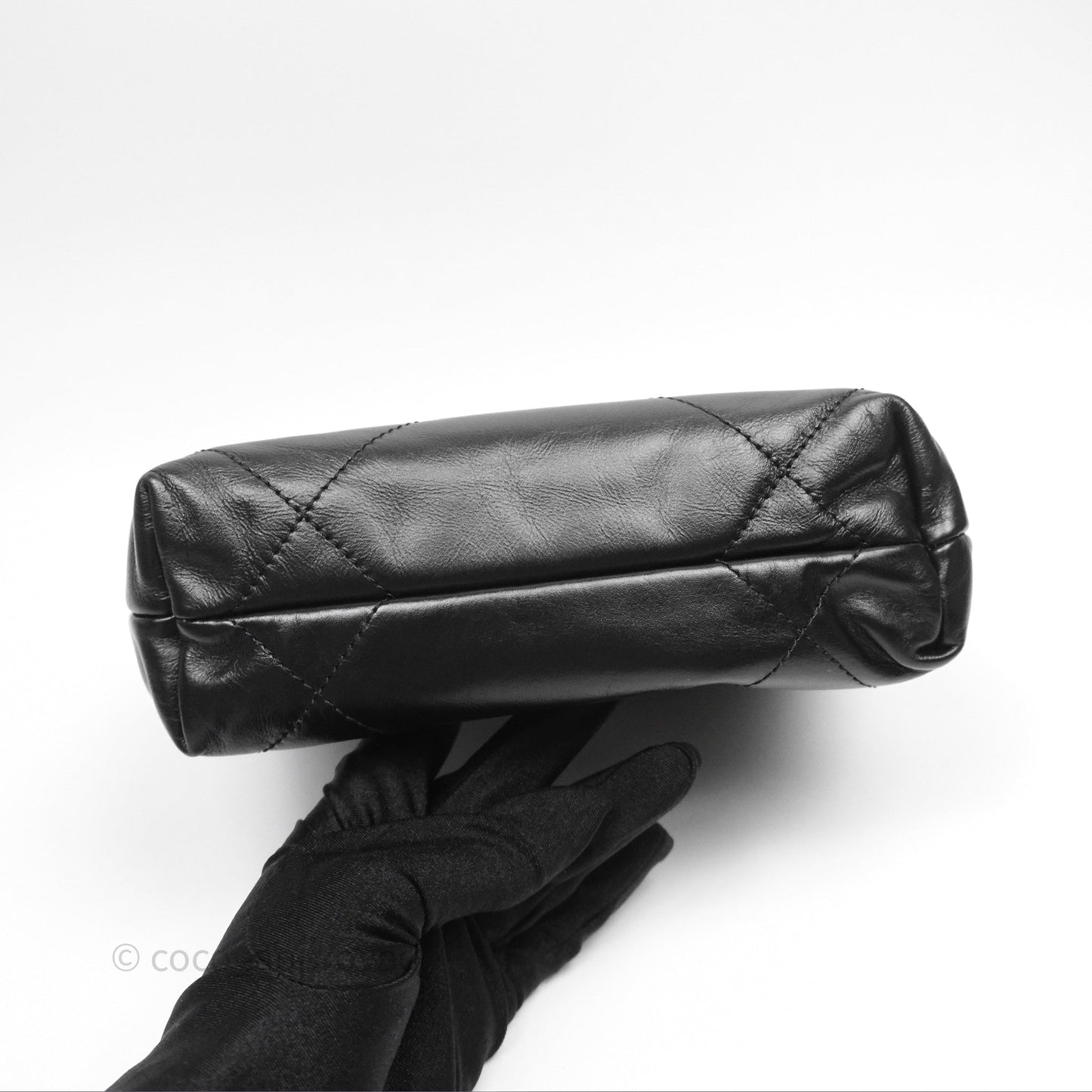 Chanel 22 Mini Bag Black Crumpled Calfskin Aged Gold Hardware