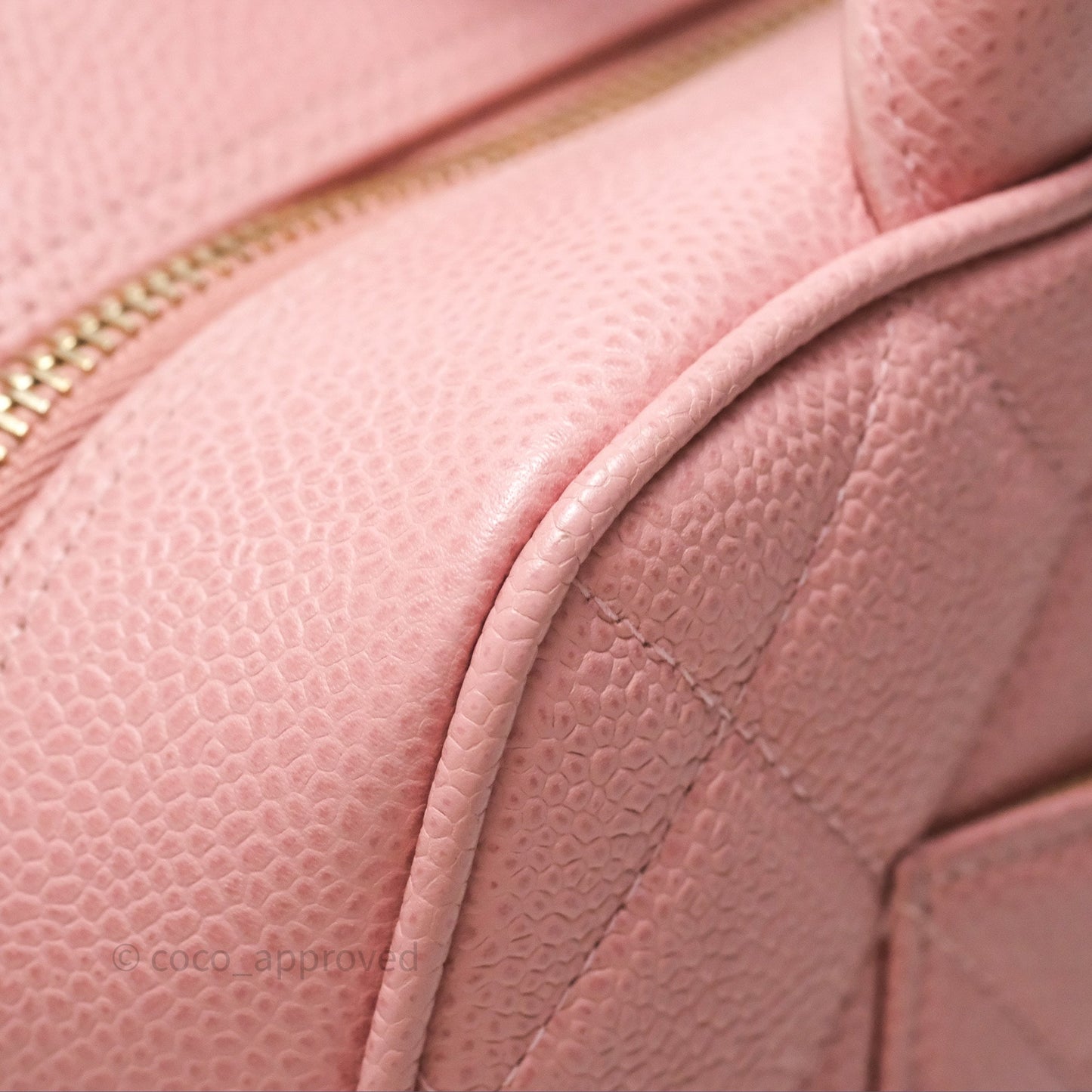 Chanel Vintage Mini CC Boston Bag Sakura Pink Caviar Gold Hardware