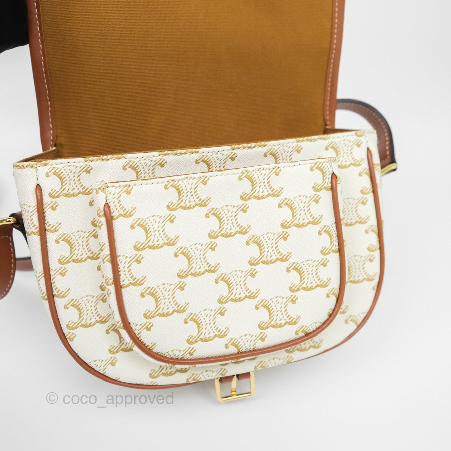 Celine Medium Folco Bag Triomphe Canvas White