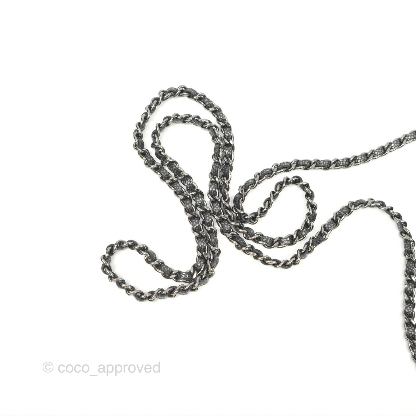 Chanel Half Moon Wallet on Chain WOC Metallic Dark Grey Caviar Silver Hardware
