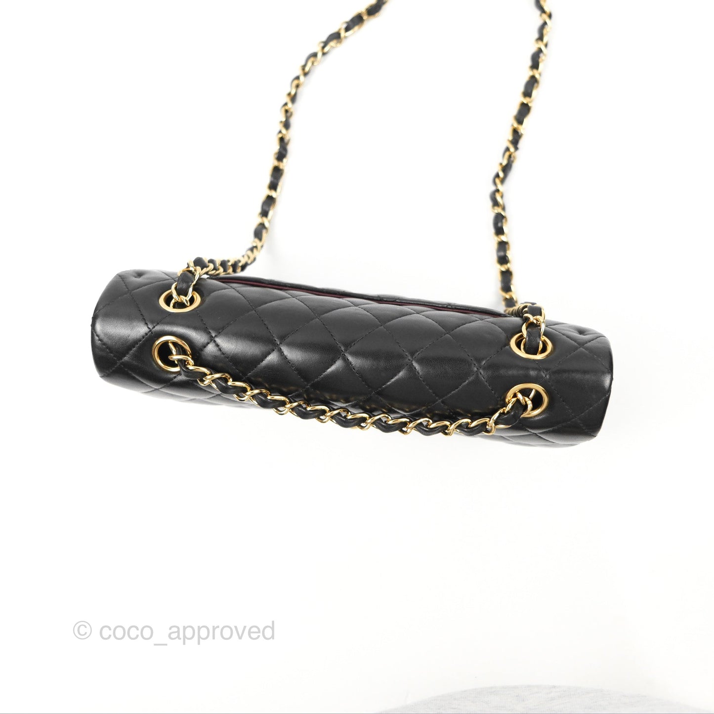 Chanel Classic M/L Medium Flap Quilted Black Lambskin Gold Hardware