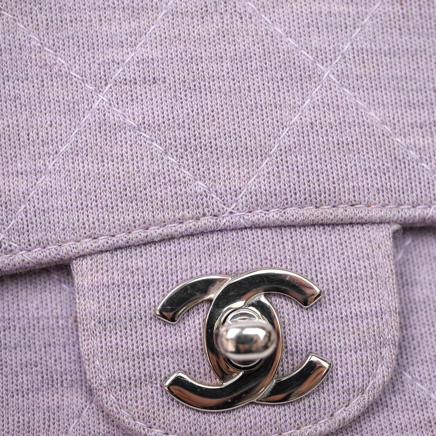 Chanel Medium Single Jersey Flap Bag Purple Silver Hardware