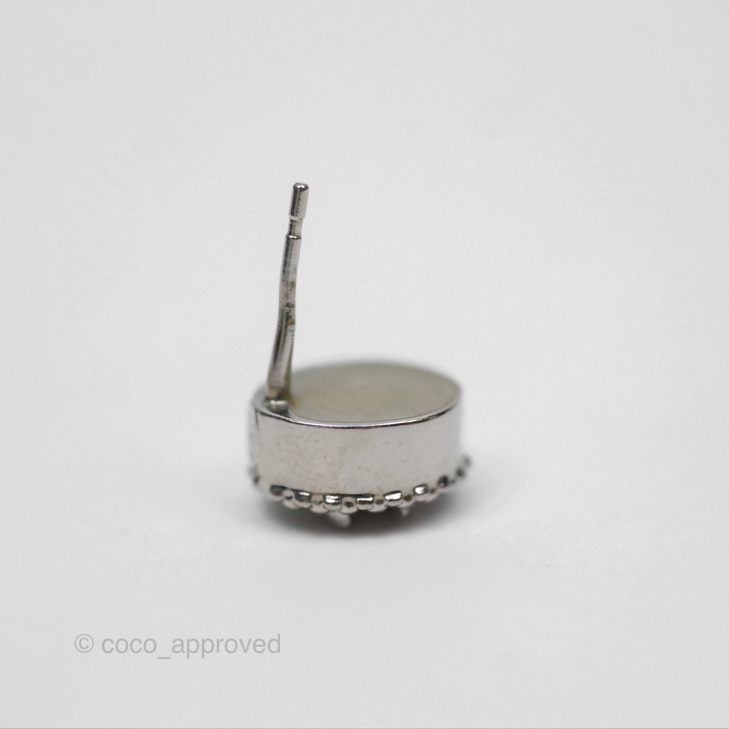 Chanel CC Round Earrings Silver Tone 19P