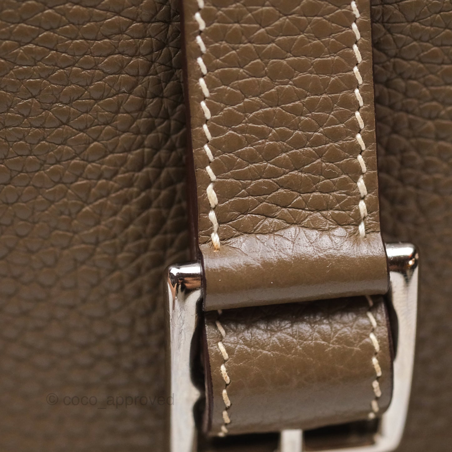 Hermès Halzan 31 Etoupe Clemence Palladium Hardware