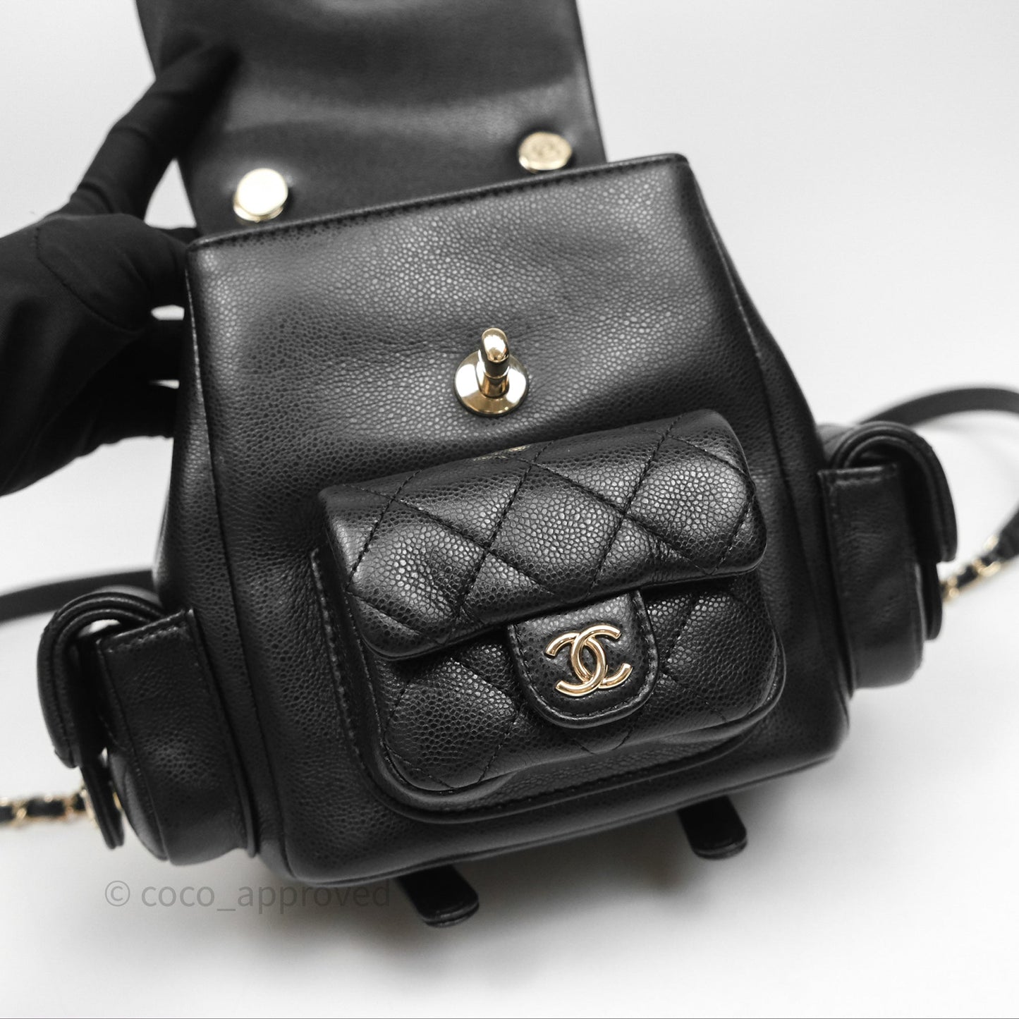 Chanel Small Duma Backpack Caviar Black Gold Hardware