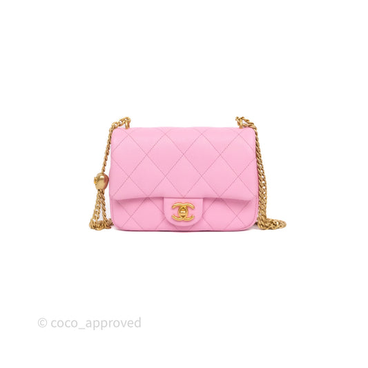Chanel Heart Crush Mini Flap Bag Pink Caviar Aged Gold Hardware