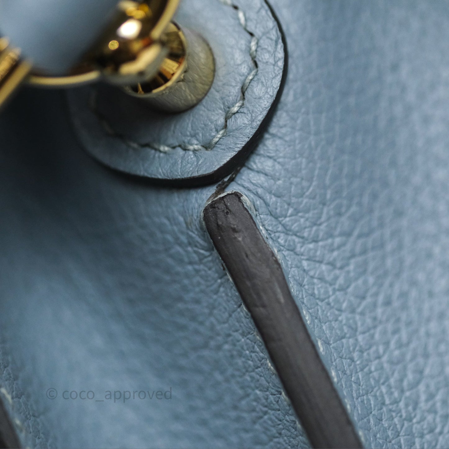 Hermès Roulis Mini 18 Bleu Lin J7 Evercolour Gold Hardware