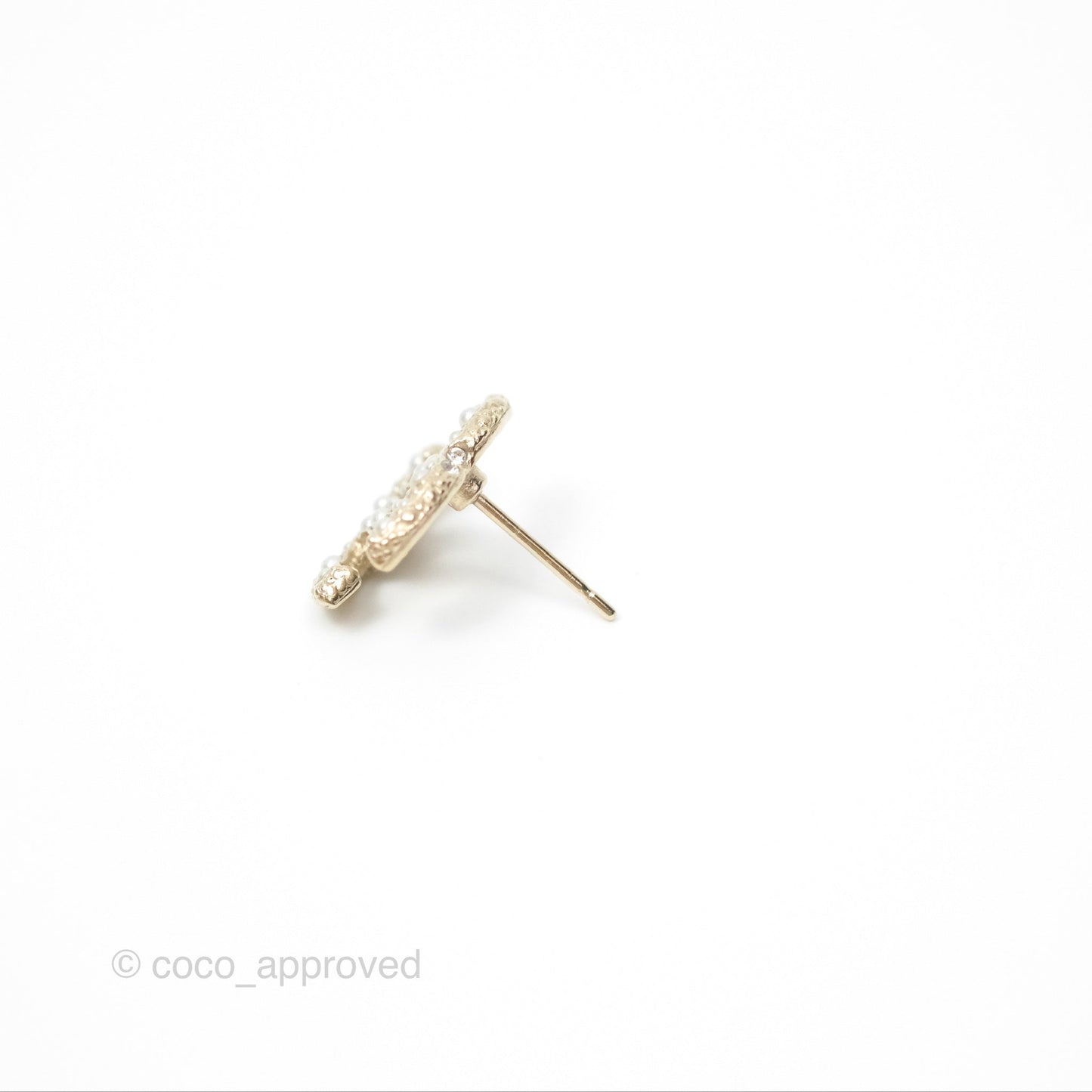Chanel Pearl CC Earrings Gold Tone 23V