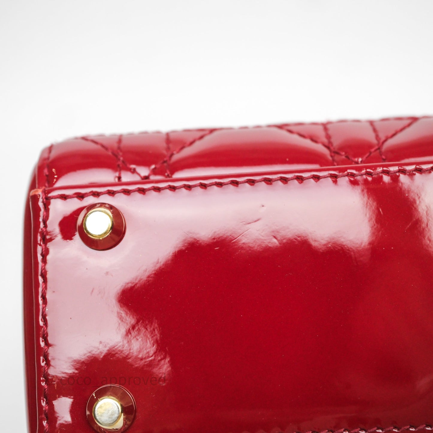 Christian Dior Mini Lady Dior Red Patent Cannage Gold Hardware