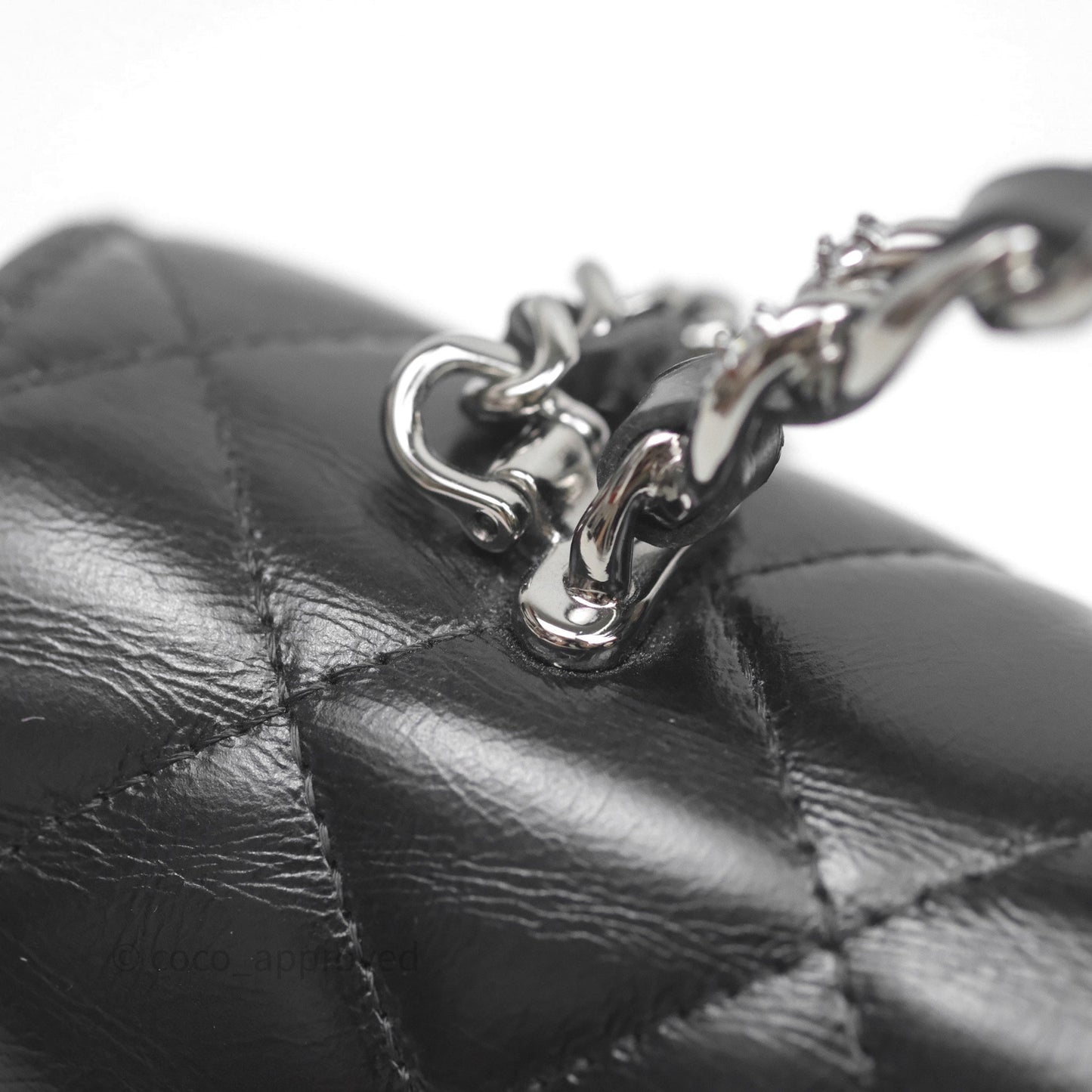 Chanel Mini Crystal Top Handle Wallet On Chain WOC Black Calfskin Gun Metal Hardware 23K