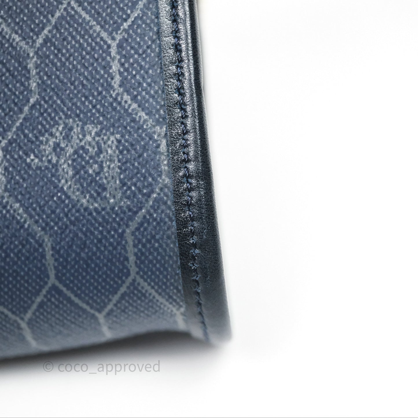 Christian Dior Vintage Honeycomb Flap Bag Navy Gold Hardware