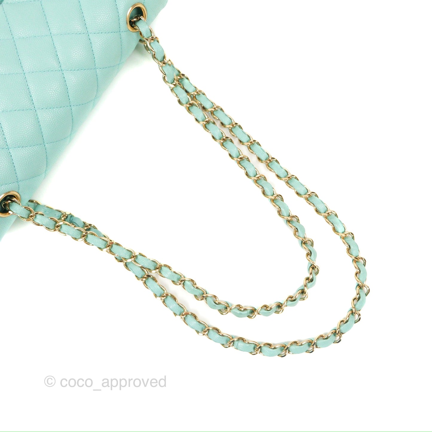 Chanel Small Classic Quilted Flap Tiffany Blue Caviar Gold Hardware 20C