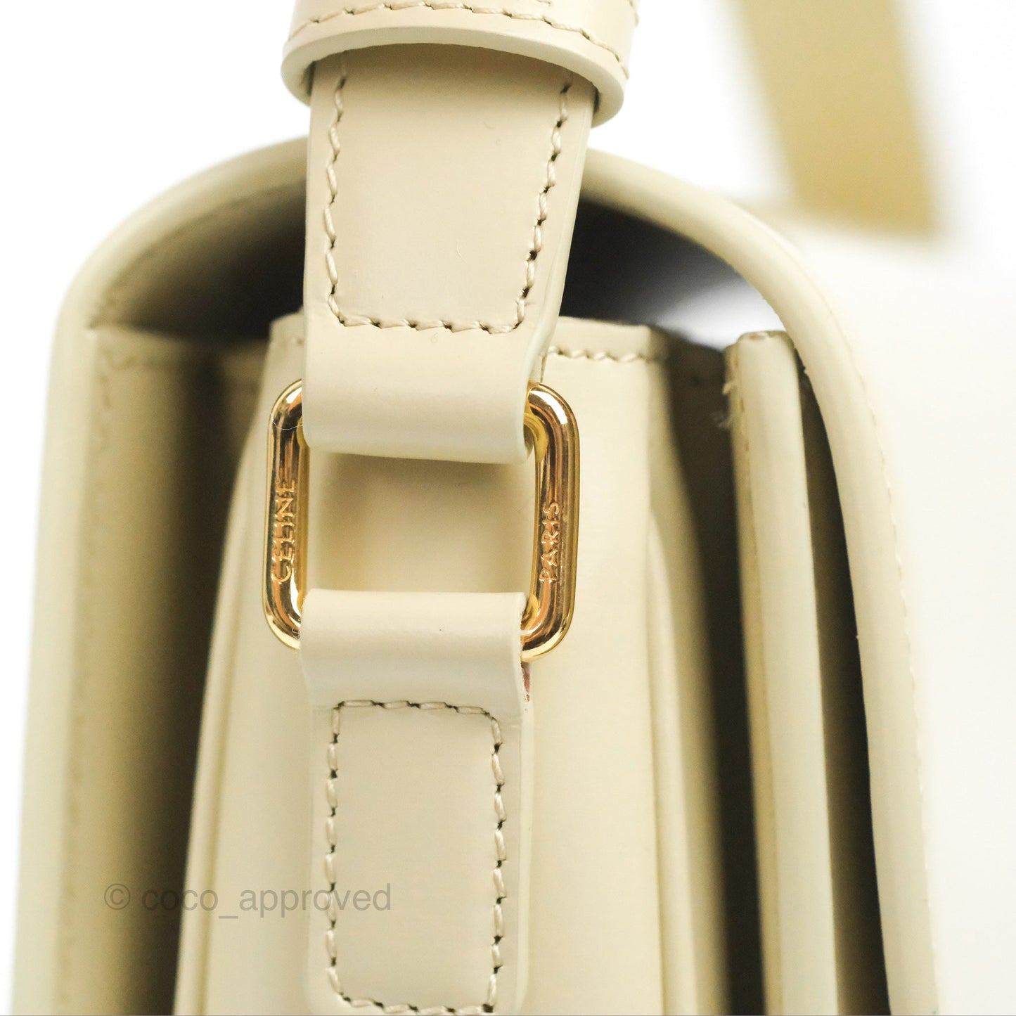 Celine Medium Triomphe Bag Limestone Shiny Calfskin