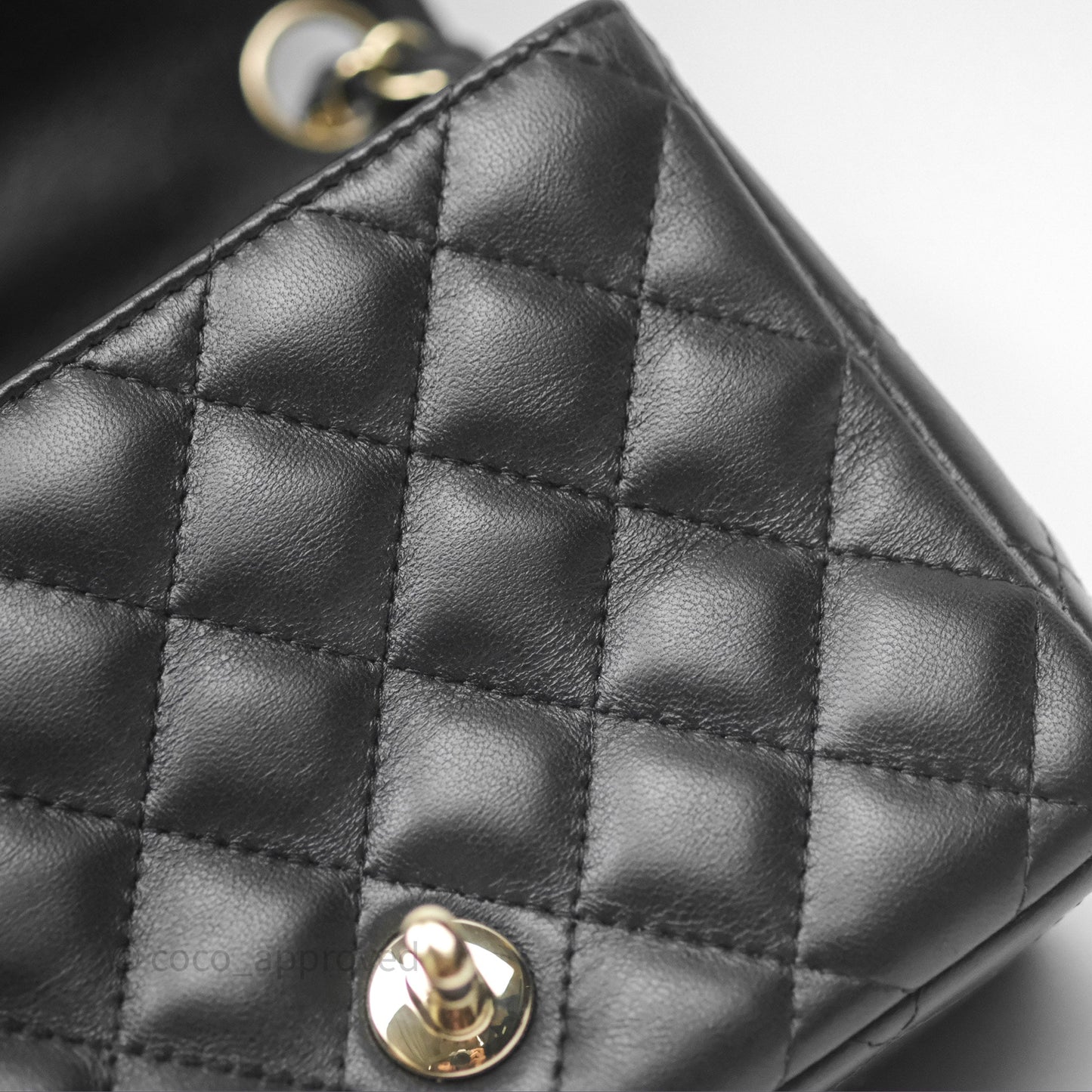 Chanel Mini Square Flap Quilted Black Lambskin Gold Hardware