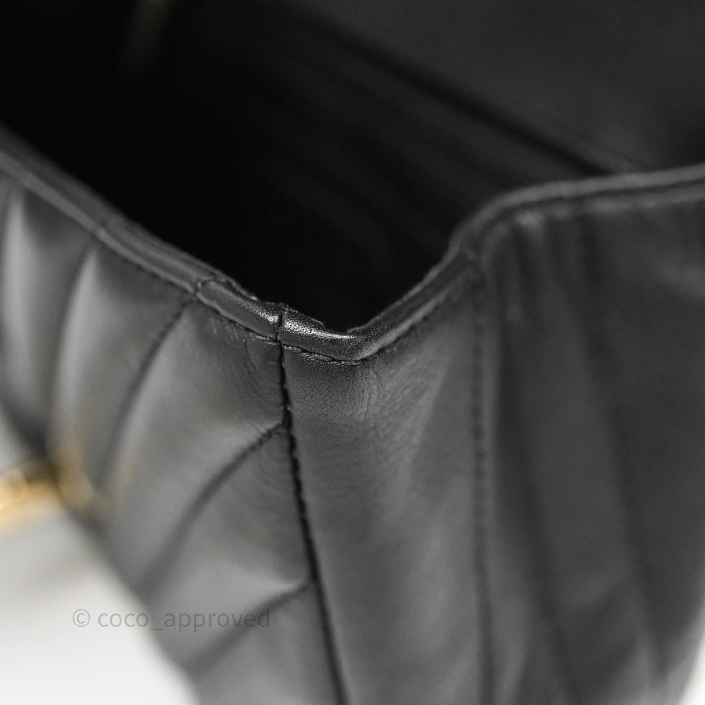 Chanel Black Lambskin Chevron Quilted Statement Flap Bag Light Gold Hardware