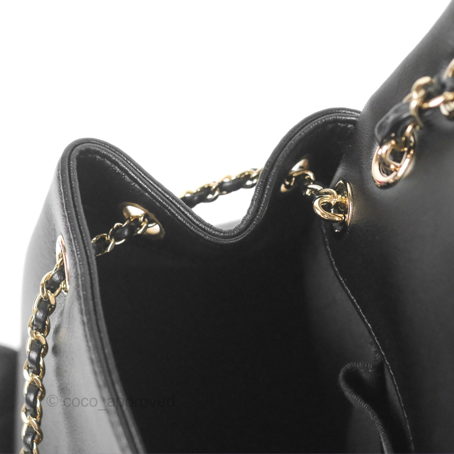 Chanel Duma Backpack Large Black Calfskin Gold Hardware 23P