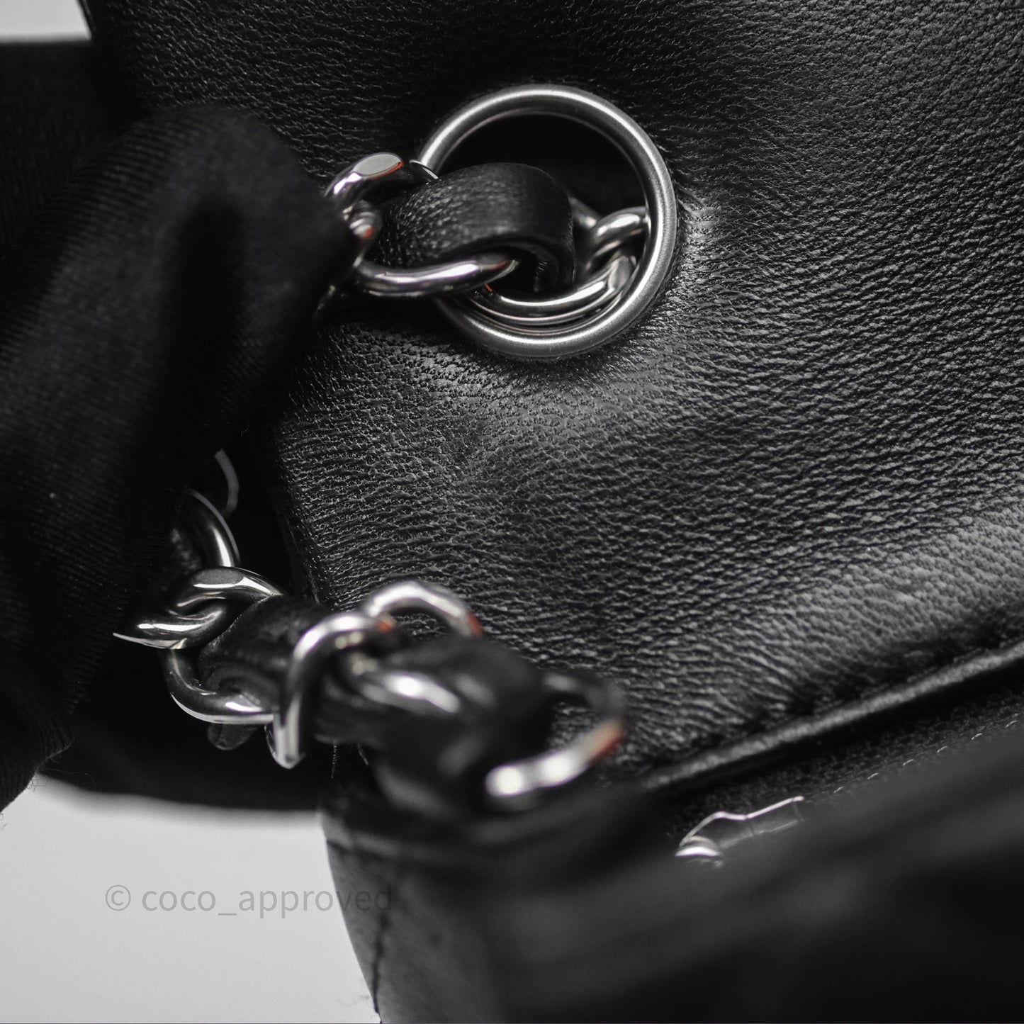 Chanel Quilted Mini Rectangular Flap Black Lambskin Silver Hardware