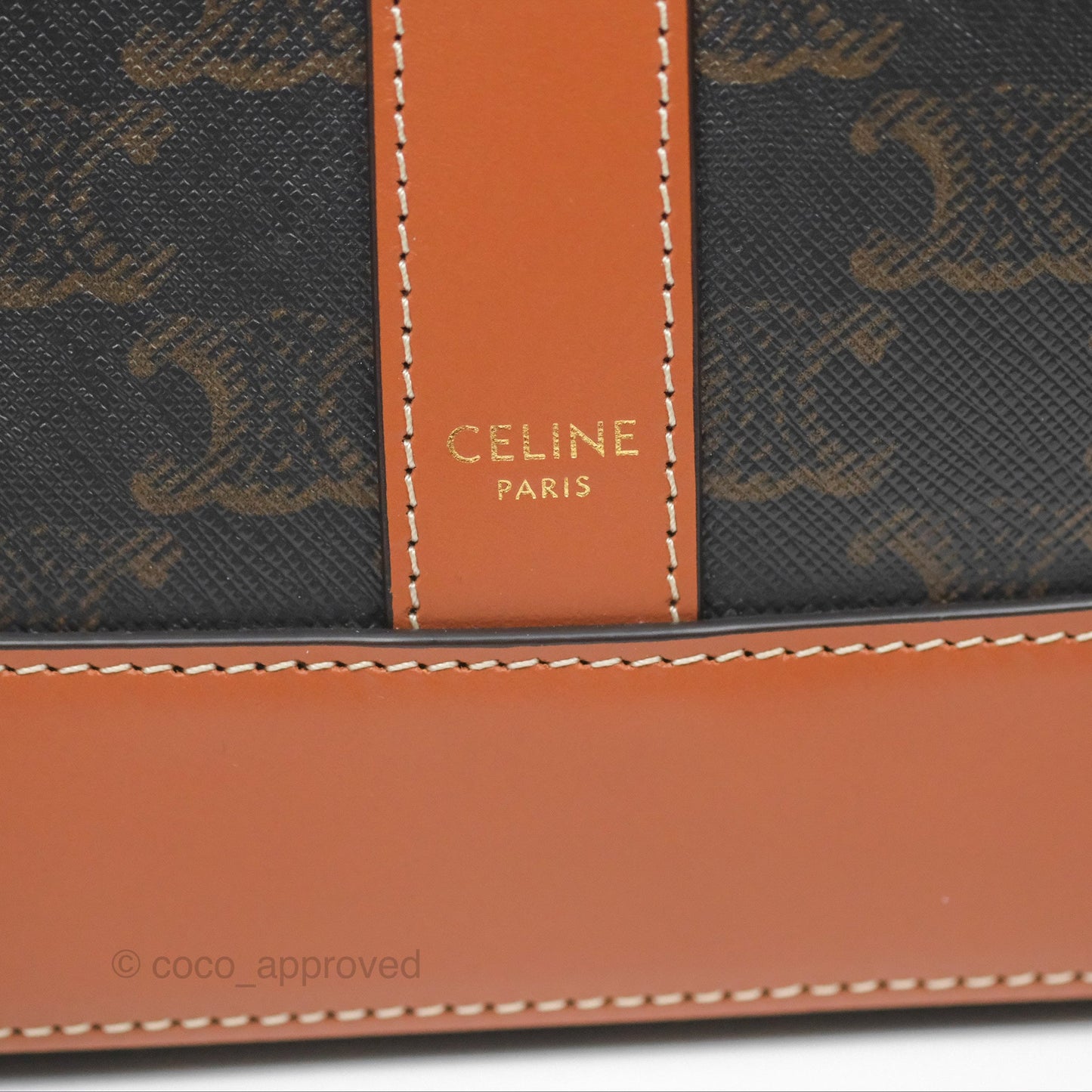 Celine Small Bucket Triomphe Canvas Tan Calfskin