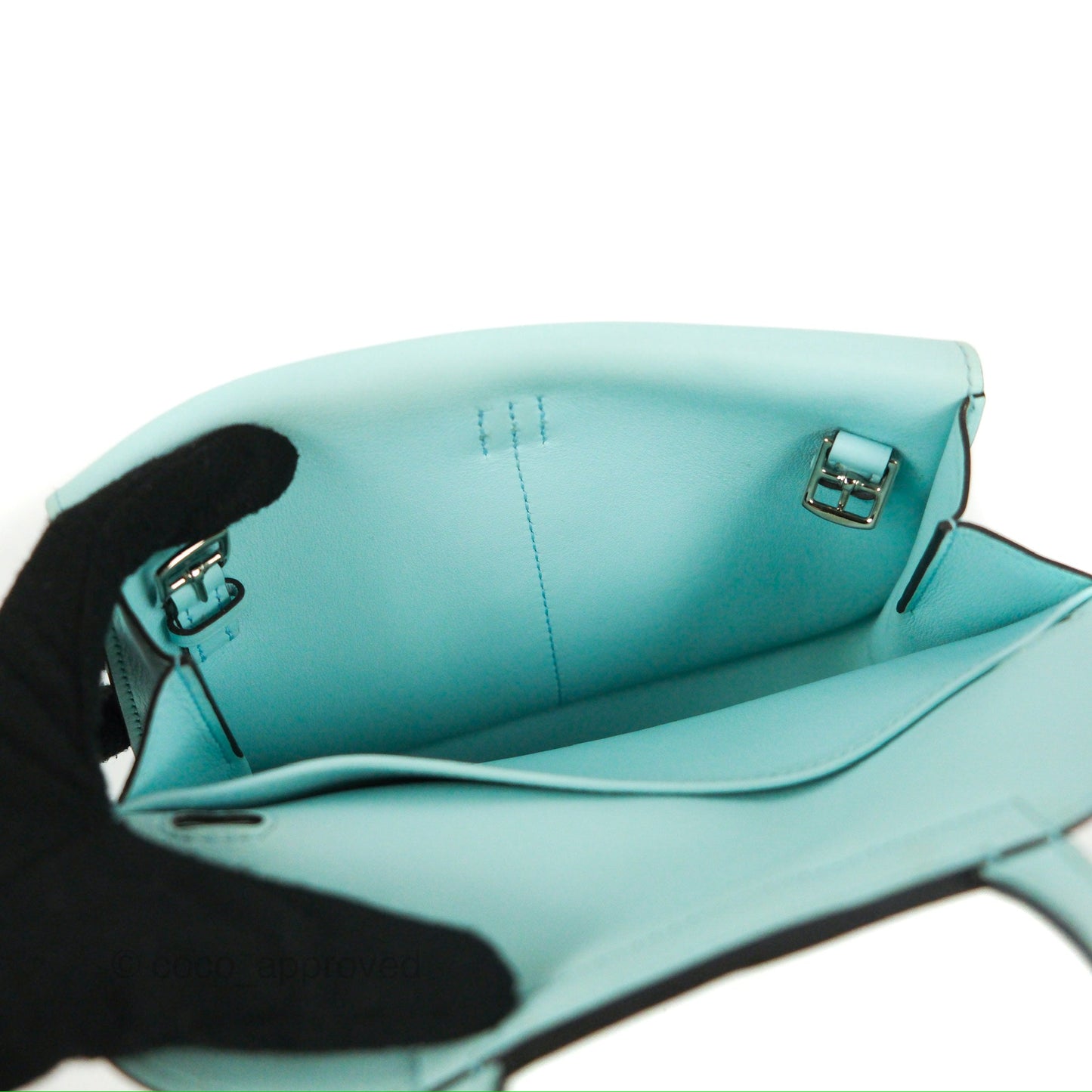 Hermès Halzan 22 Mini Aqua Swift Palladium Hardware