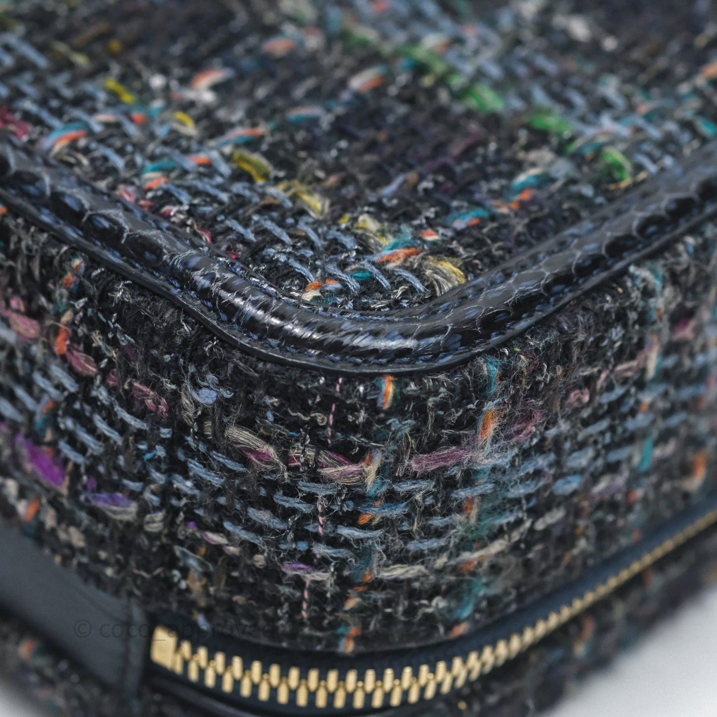 Chanel Medium CC Filigree Vanity Case Navy Tweed Python