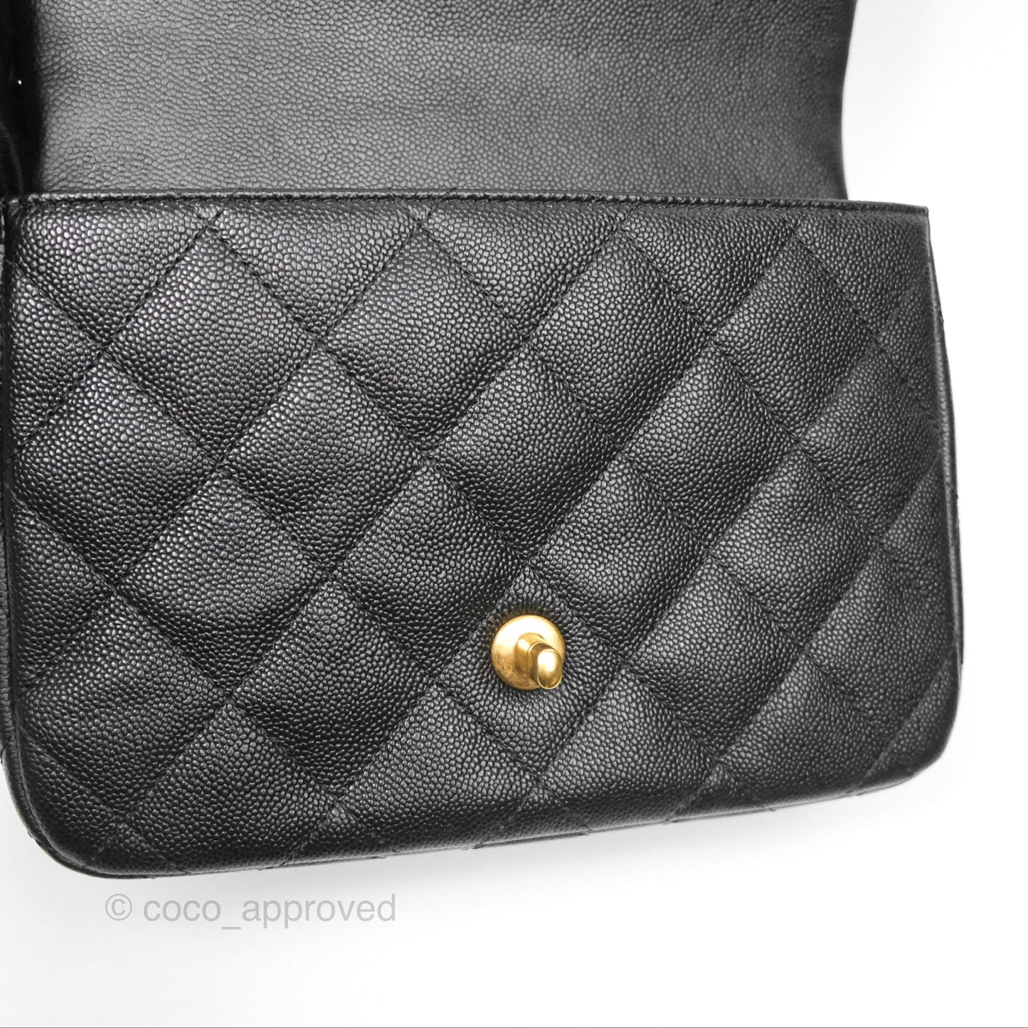 Chanel Large Flap Bag Heart Adjustable Chain Black Caviar Aged Gold Hardware