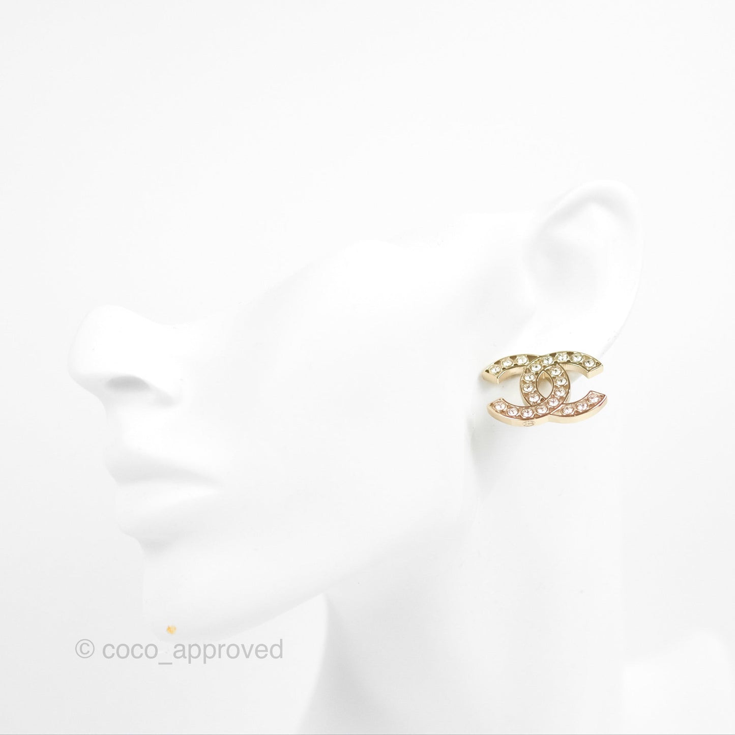 Chanel CC Crystal Earrings Gold Tone 23S