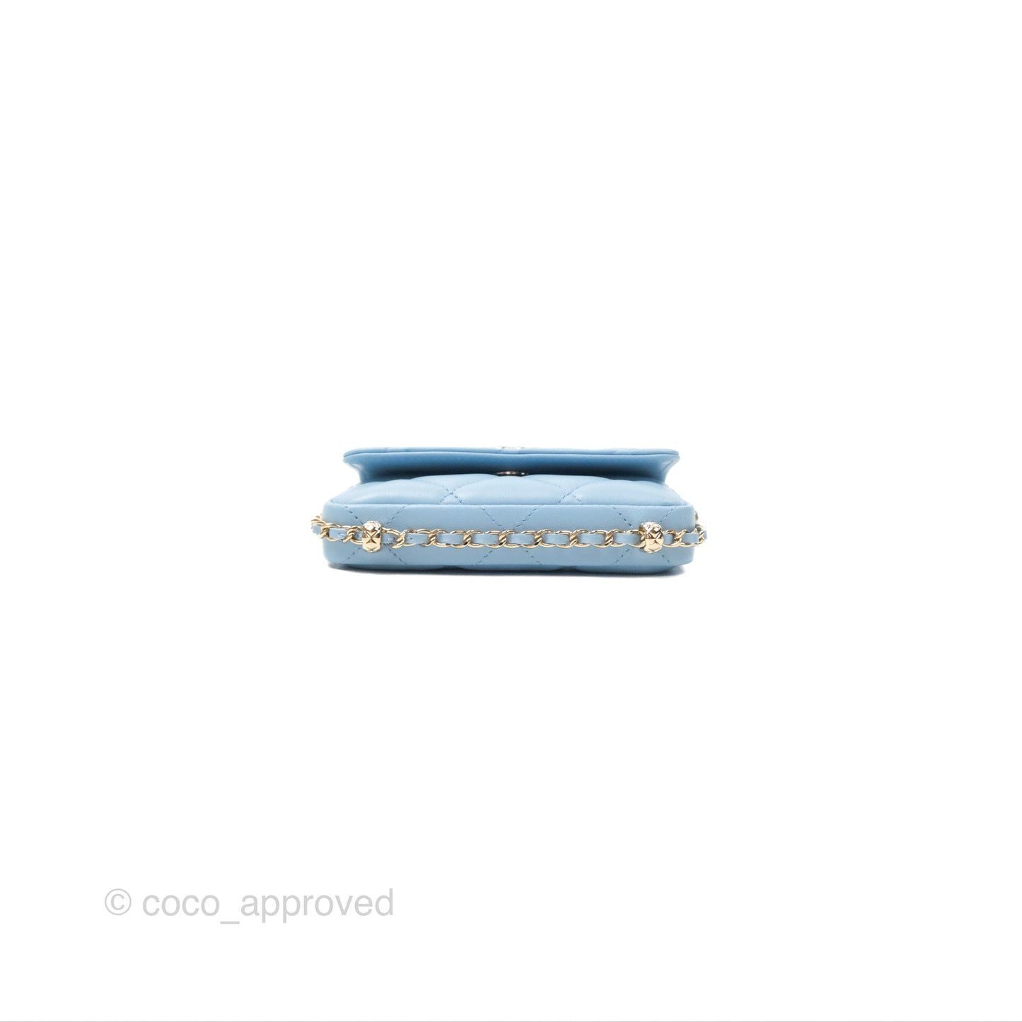 Chanel Mini Chain Around Clutch With Chain Blue Lambskin Gold Hardware