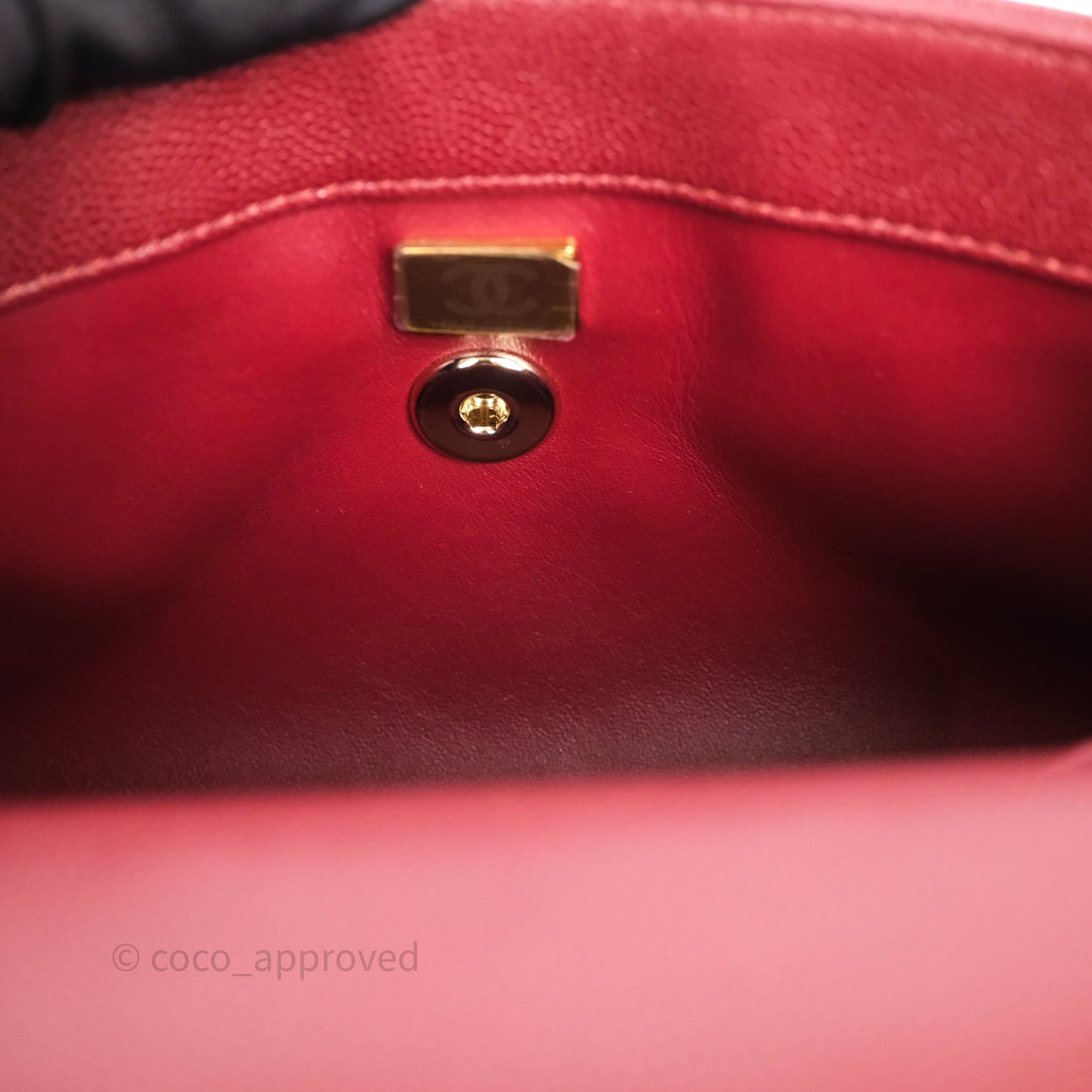 Chanel Small Coco Handle Quilted Red Burgundy Caviar Gold Hardware