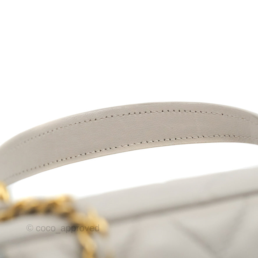 Chanel Vanity Rectangular Top Handle Grey Lambskin Gold Hardware