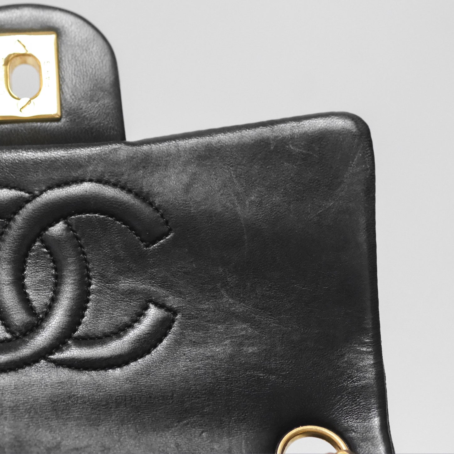 Chanel Vintage Mini Square Black Lambskin 24K Gold Hardware
