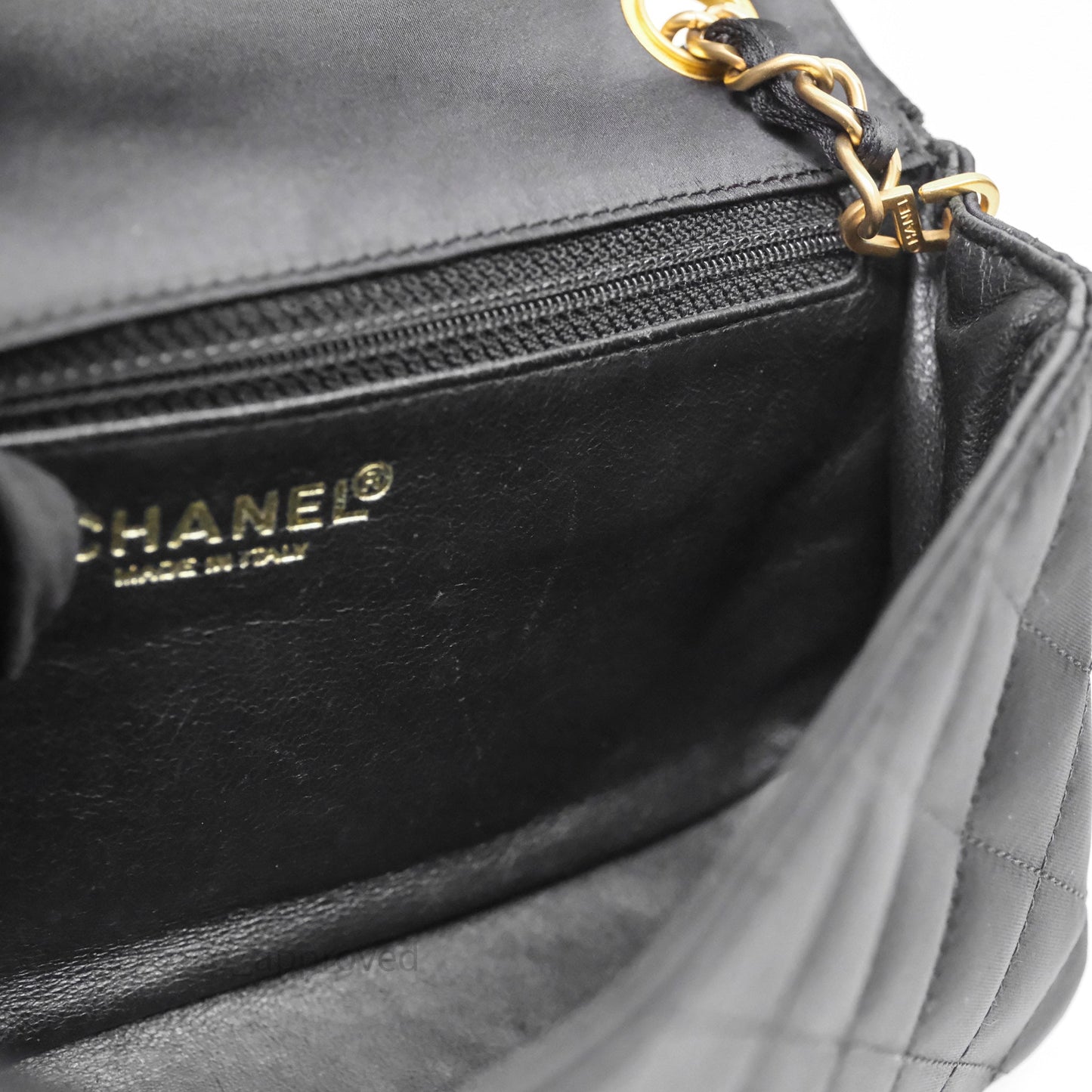 Chanel Vintage Mini Rectangular Black Satin Matte Gold Hardware