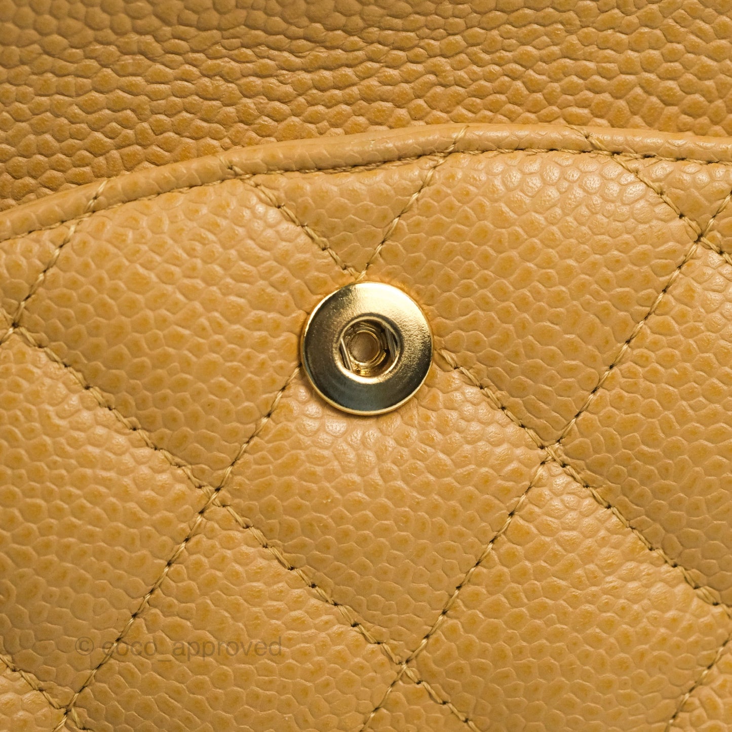 Chanel Quilted M/L Medium Flap Vintage Dark Beige Caviar 24K Gold Hardware
