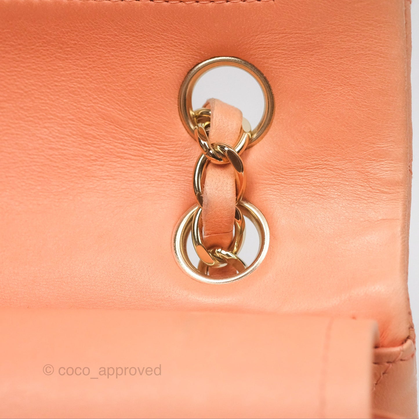 Chanel Classic M/L Medium Flap Quilted Peach Lambskin Gold Hardware