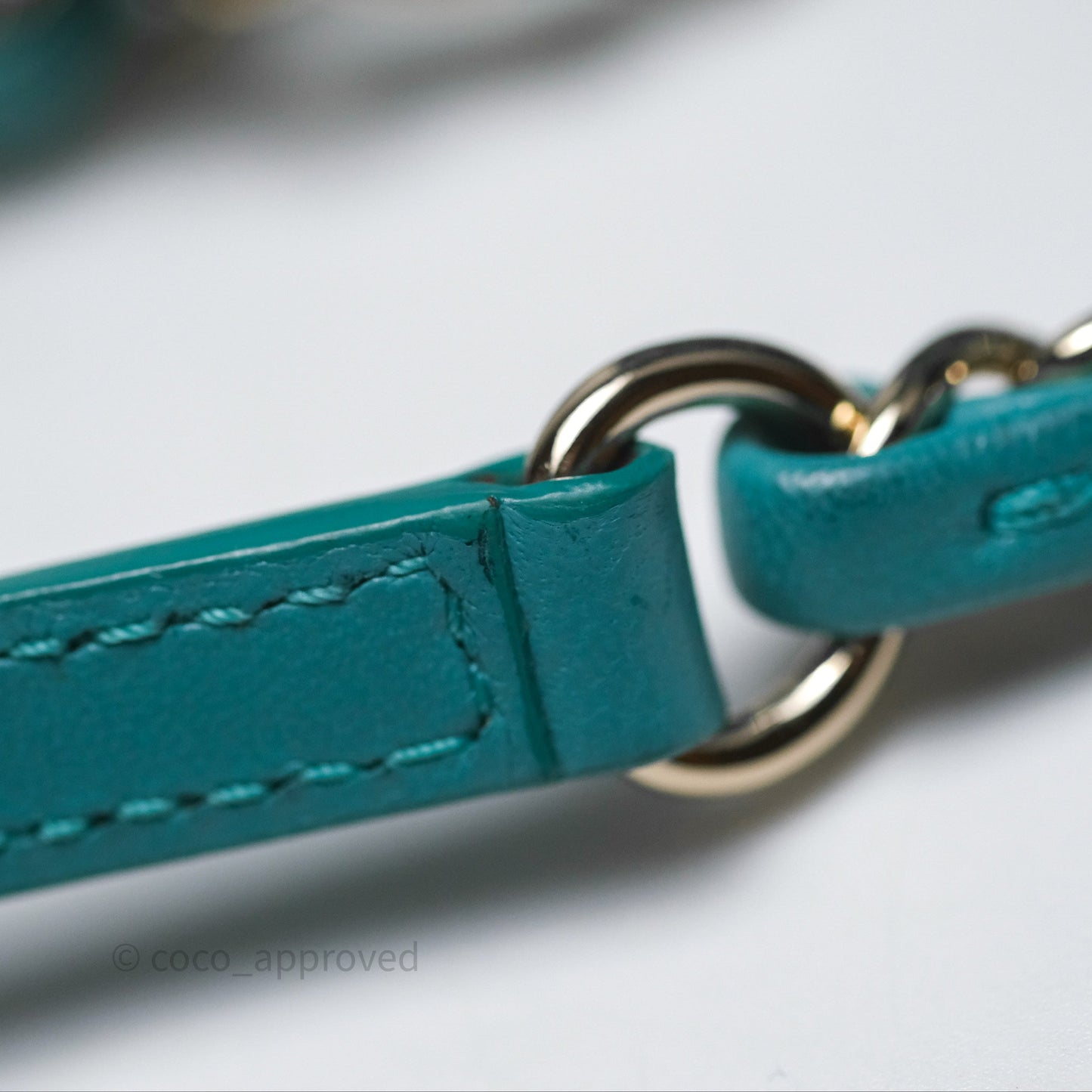 Chanel Pearl CC Drawstring Bucket Bag Teal Green Lambskin Gold Hardware