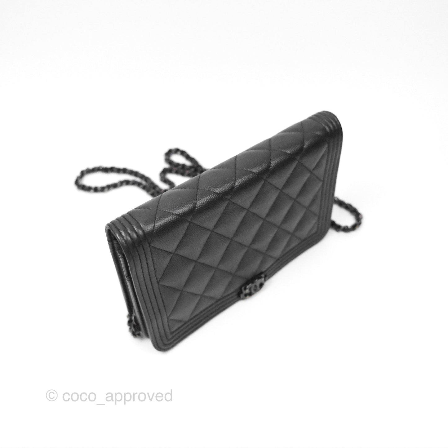 Chanel Quilted Boy Wallet on Chain WOC So Black Caviar