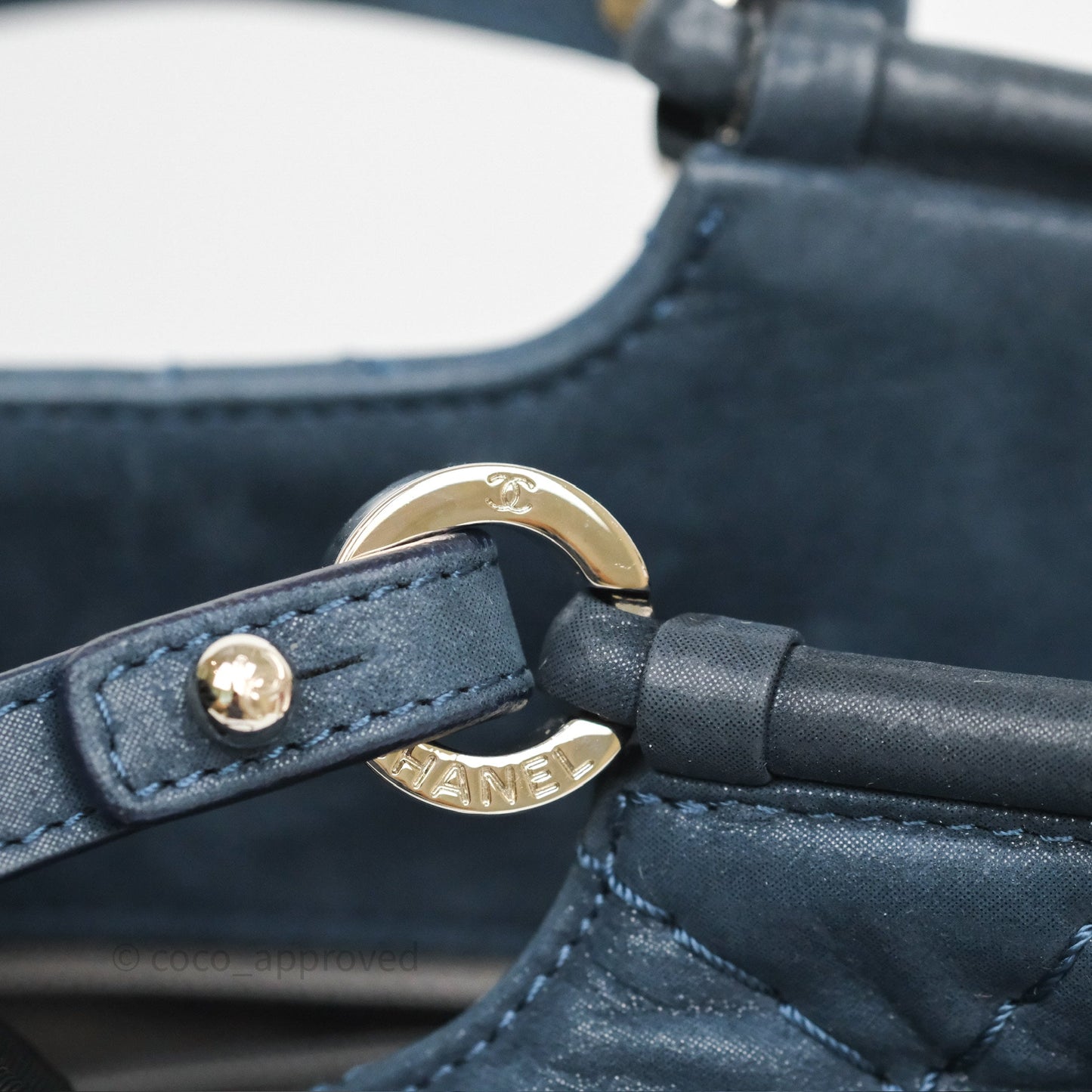Chanel Small Sea Hit Tote Navy Iridescent Calfskin Silver Hardware
