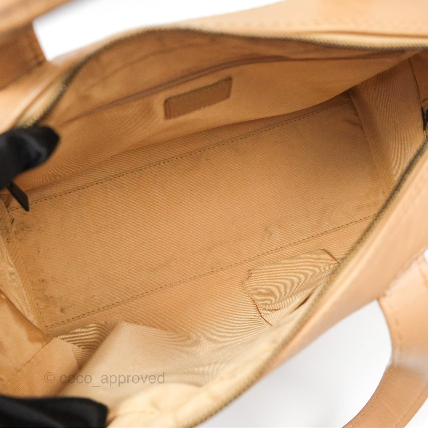 Chanel Contrast Stitch Surpique Bowler Bag Beige Calfskin Matte Black Hardware