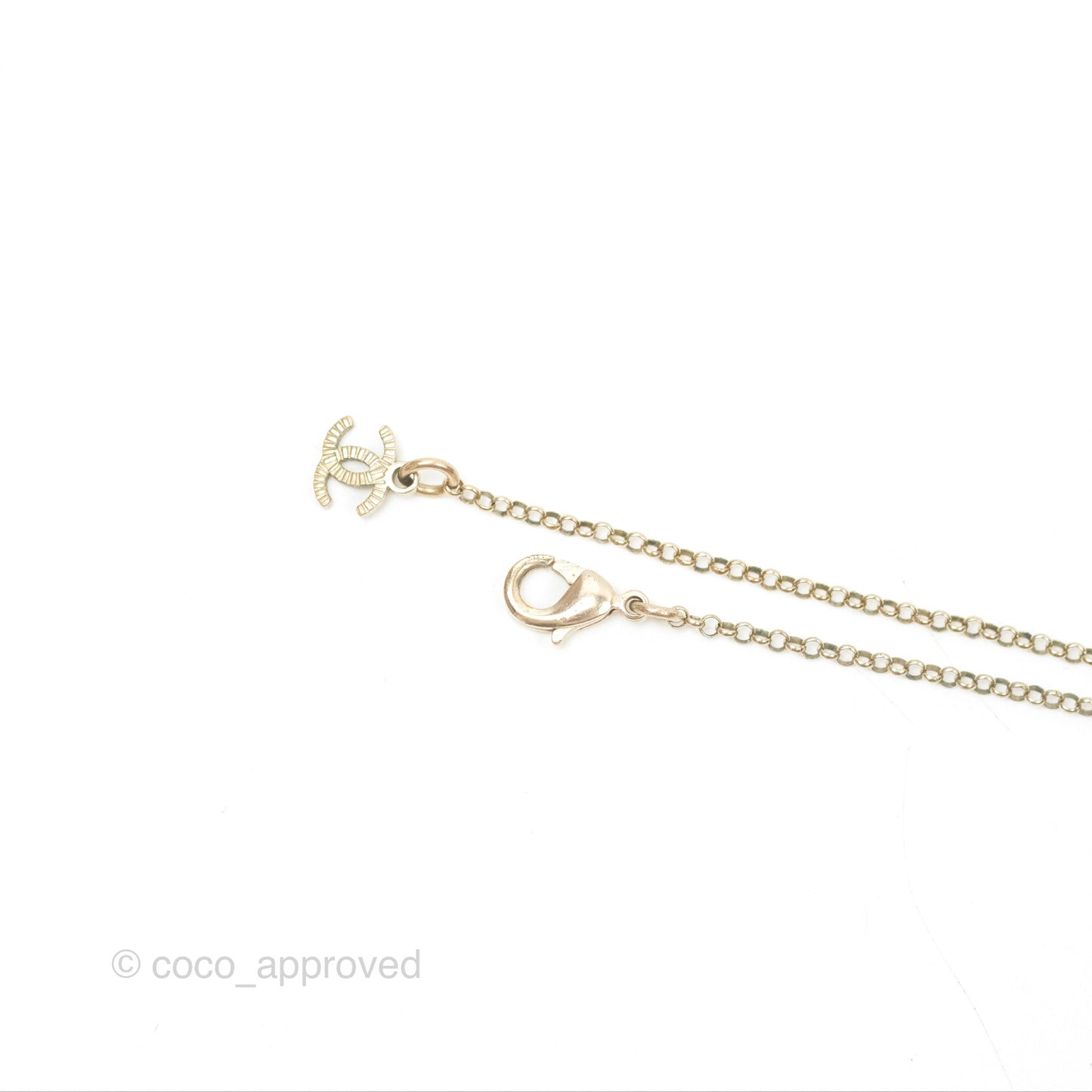 Chanel Heart Pearl CC Necklace Gold Tone 21B