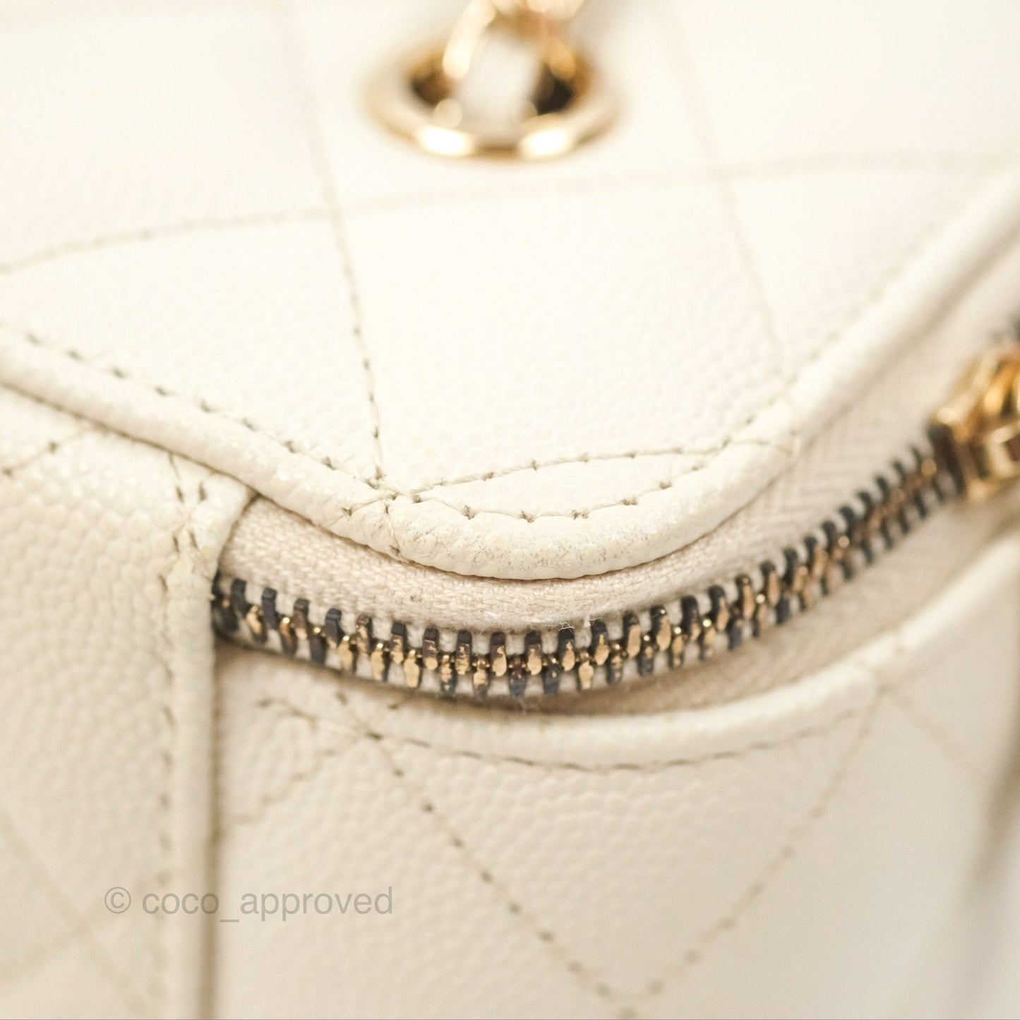 Chanel Classic Vanity With Chain Ivory Caviar Gold Hardware