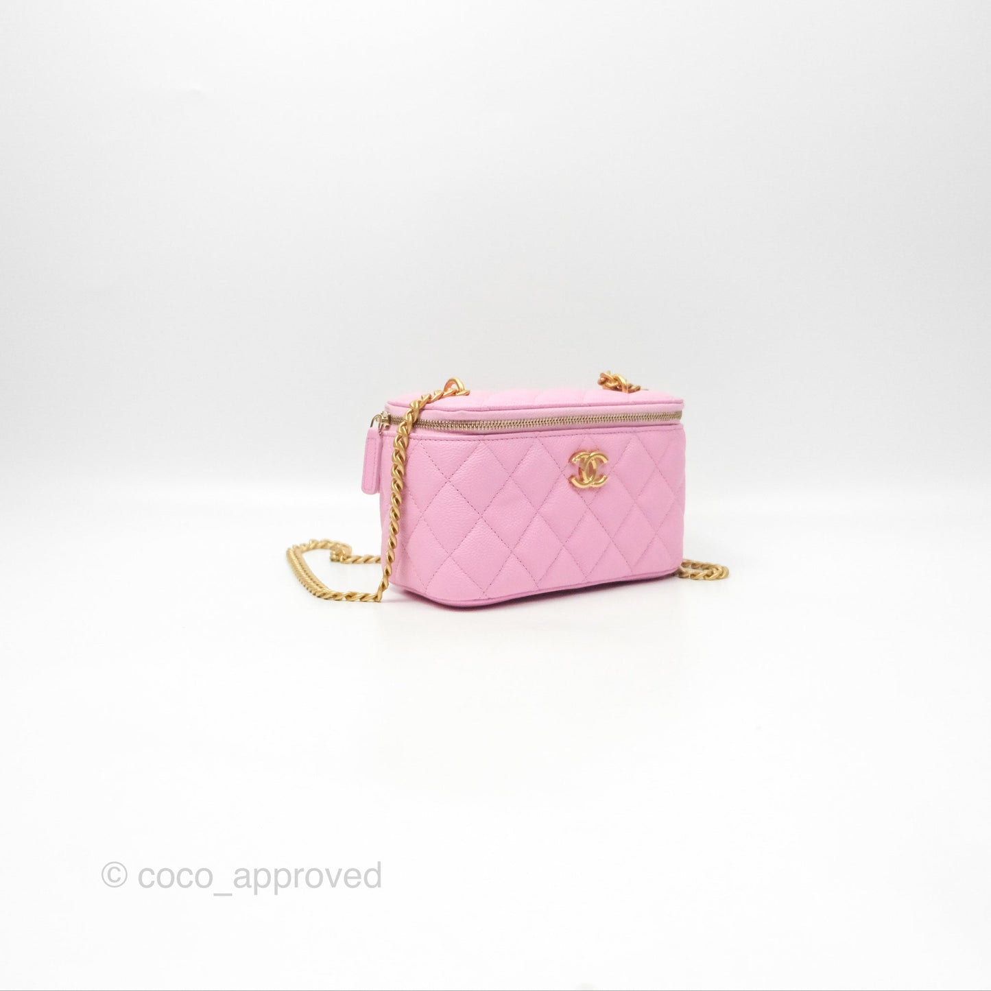 Chanel Vanity Heart Crush Adjustable Chain Pink Caviar Aged Gold Hardware