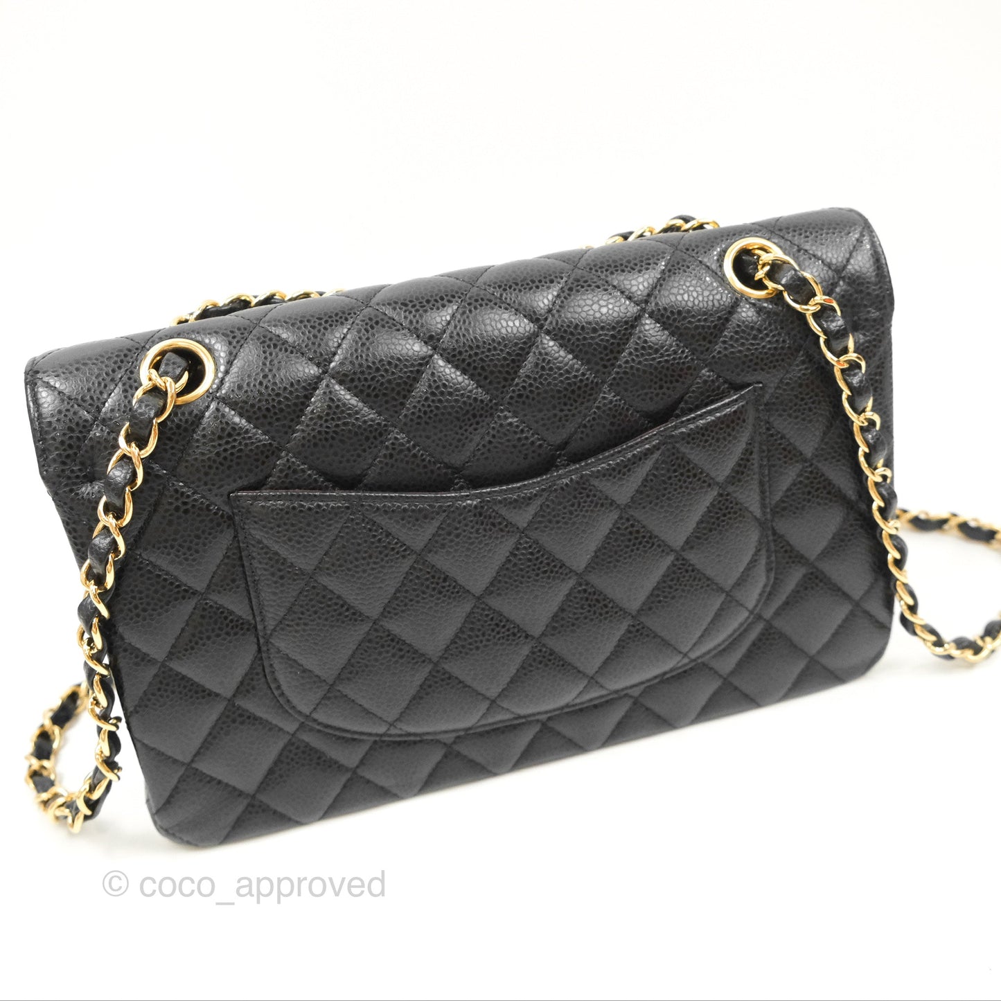Chanel Classic M/L Medium Flap Quilted Black Caviar Gold Hardware